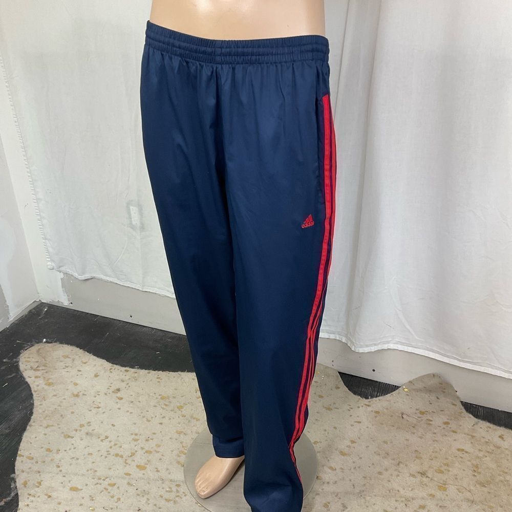 NEW Adidas Men’s Climalite Pant Revo Remix Navy Blue Red Stripes Track Pants L - Picture 4 of 14